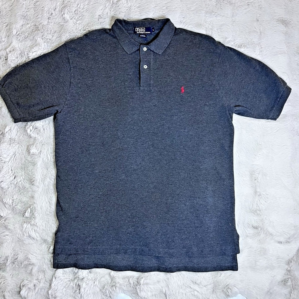 Polo by Ralph Lauren Men's Short Sleeve Polo Shirt – Heather Gray‎ – Size Large - Picture 3 of 13